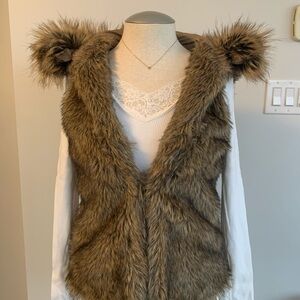 Faux Fur Vest with Hood